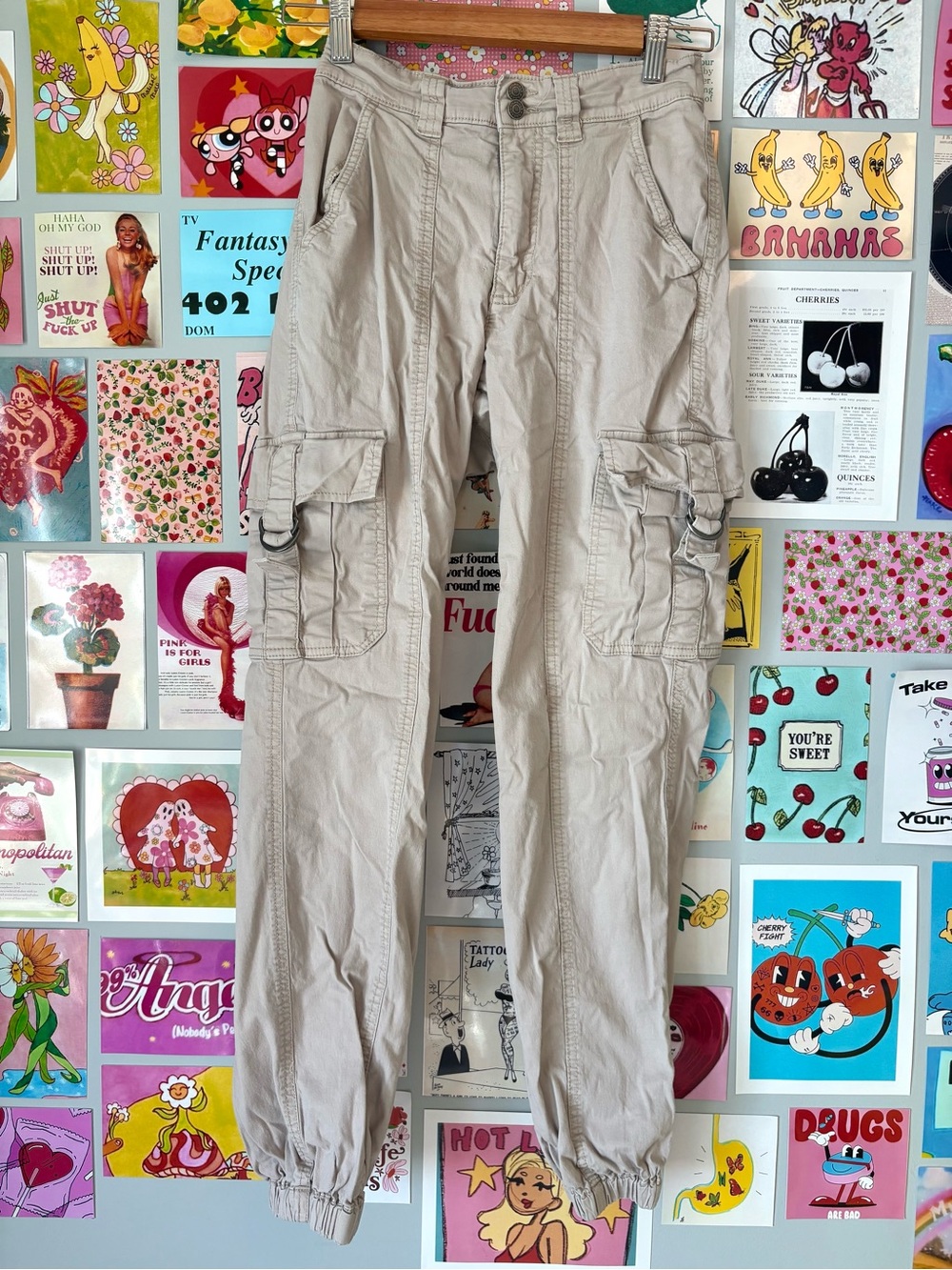Garage Beige Cargo Khaki Jogger Pants